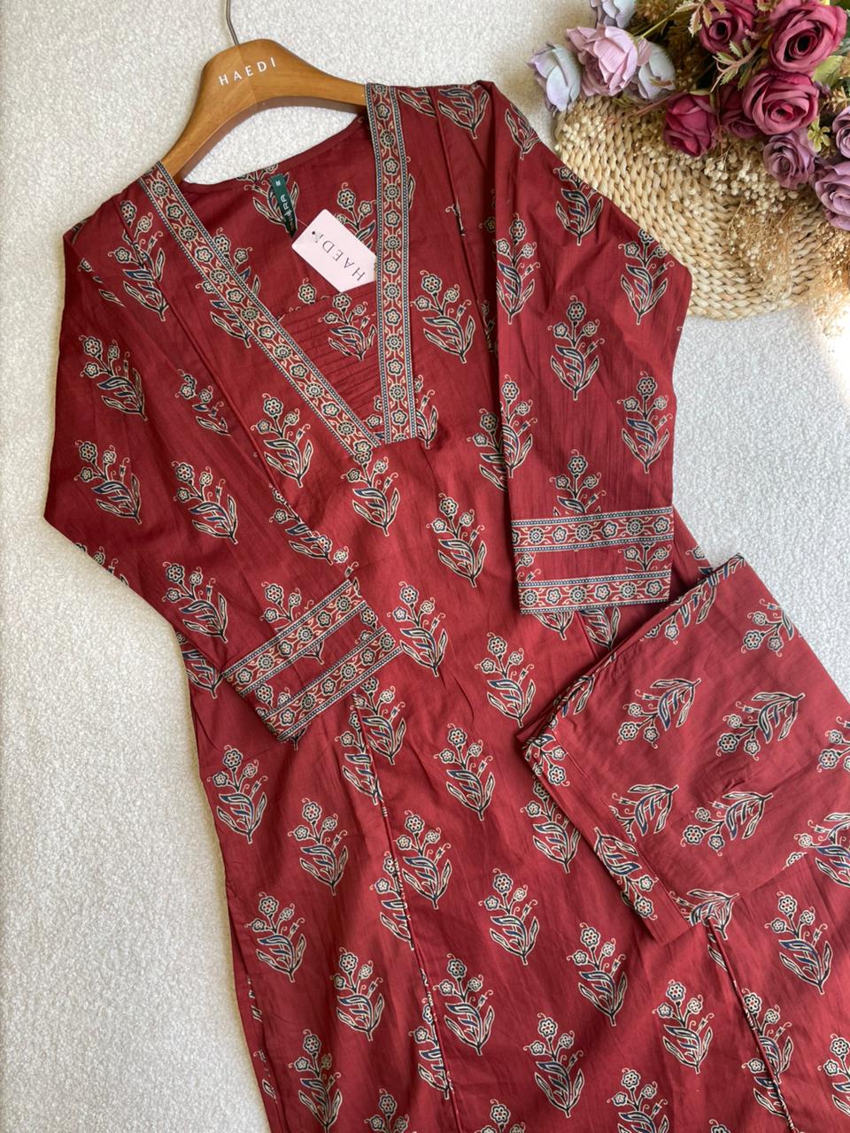 19070 Cotton kurti and pant set