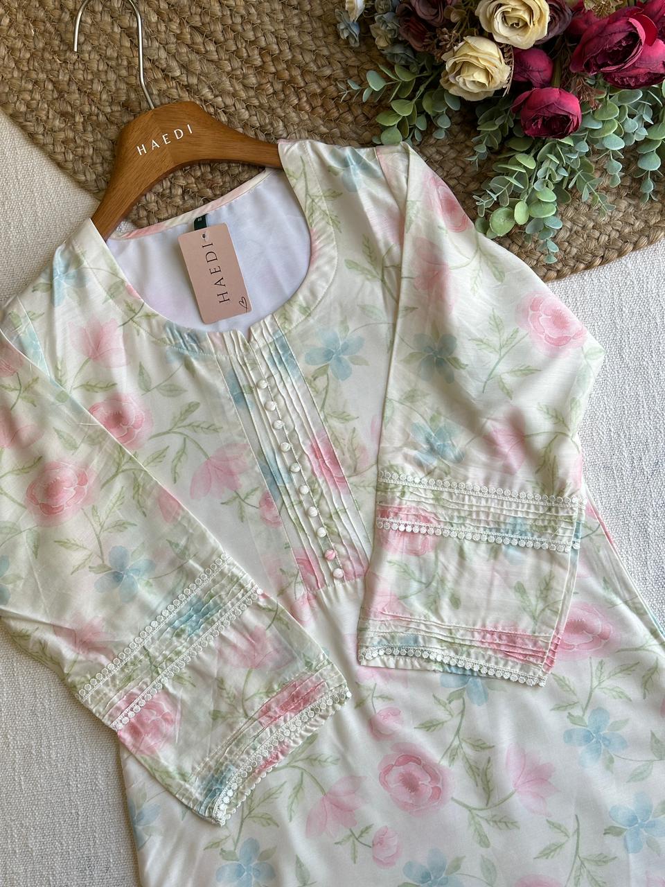 19970 Beautiful floral kurti & pant set