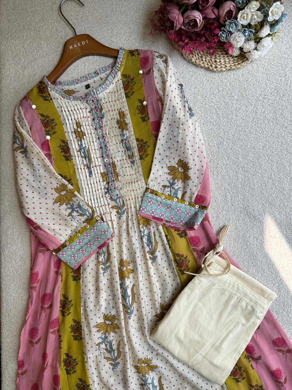 19368 Polychanderi kurta pant set