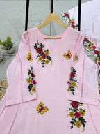 Garden Floral Romance Embroidered Anarkali Kurta with Dupatta Set