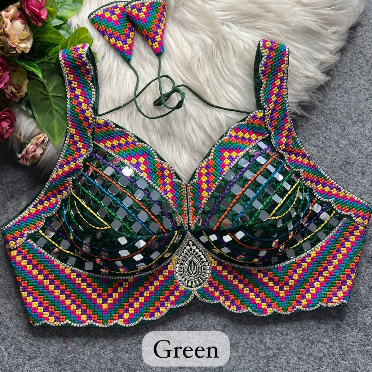 Artisanal Handcrafted Mirror Work Sleeveless Blouse