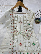 Cocktail Party Polish Palazzo Suit with Mirror Work