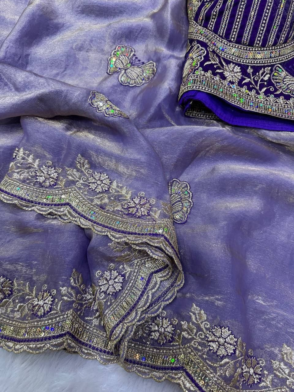 Royal Draped Saree with Intricate Embroidered Blouse