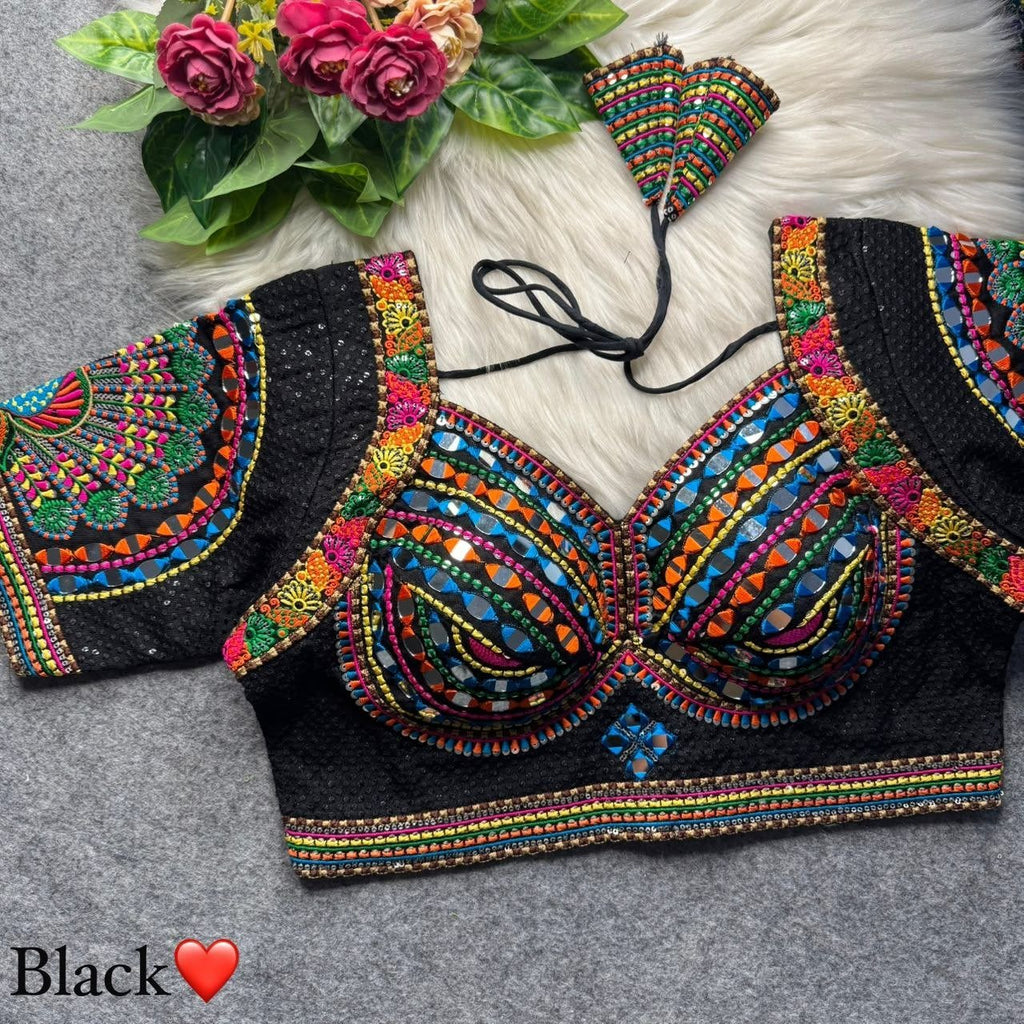 Boho Ethnic Fusion Peacock Handcrafted Heavy Embroidered Blouse