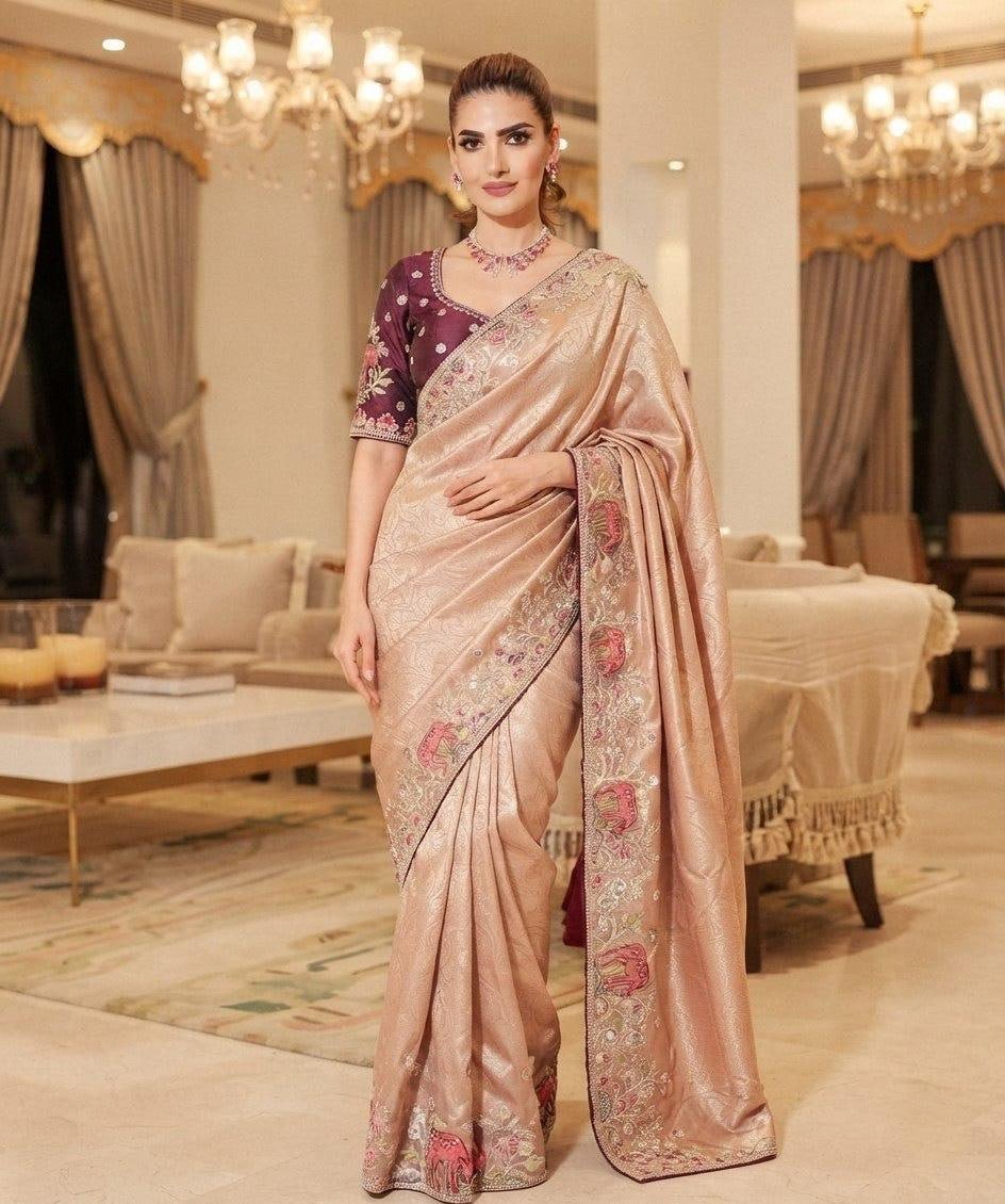 Artisanal Heritage Embroidered Saree for Grand Celebrations