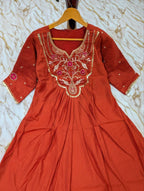 Intricate Embroidery Design on Solid Kurta Set with Striped Dupatta