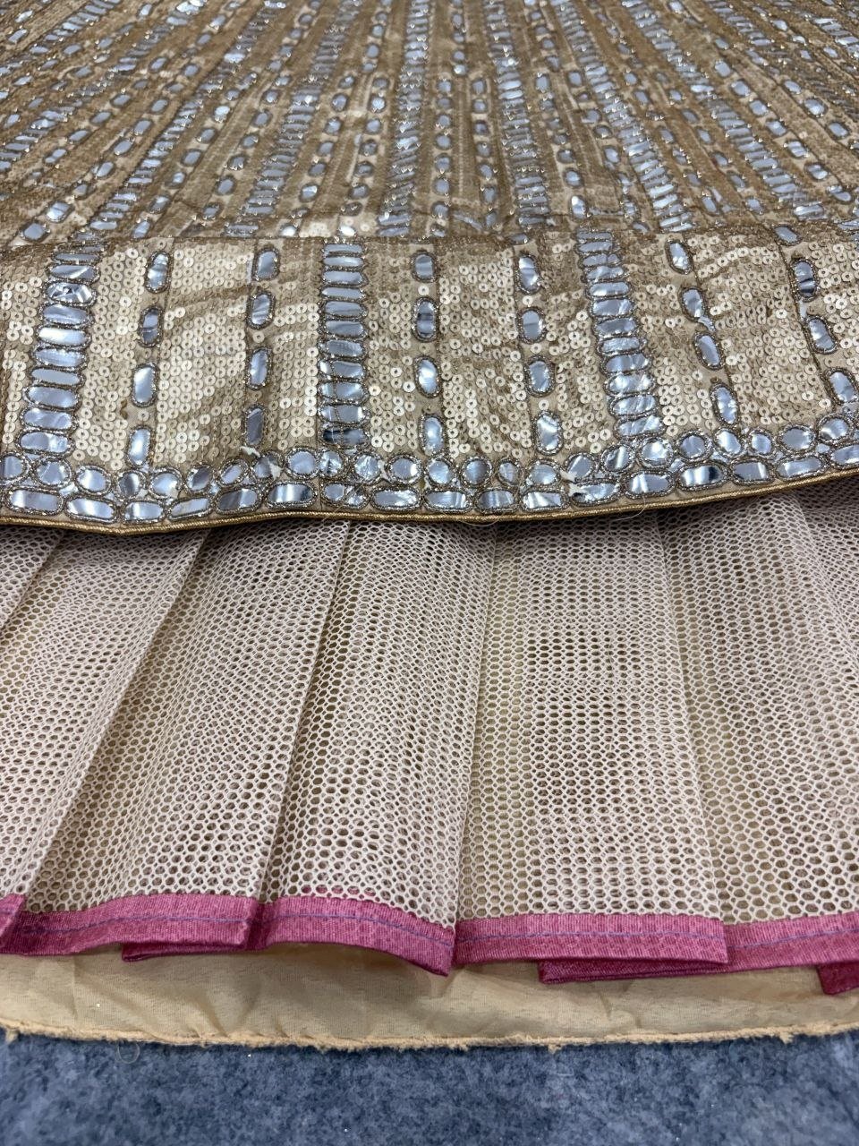 Heavy Mirror Work Sequined Lehenga Set with Tasseled Blouse