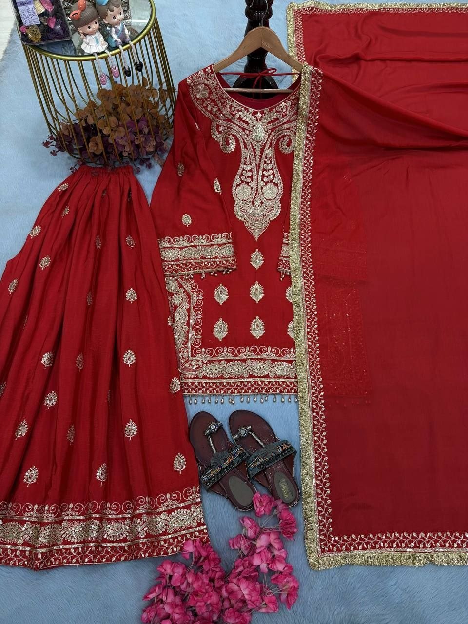 Opulent Luxury Heavy Zardozi Embroidered Kurta and Sharara Set with Dupatta