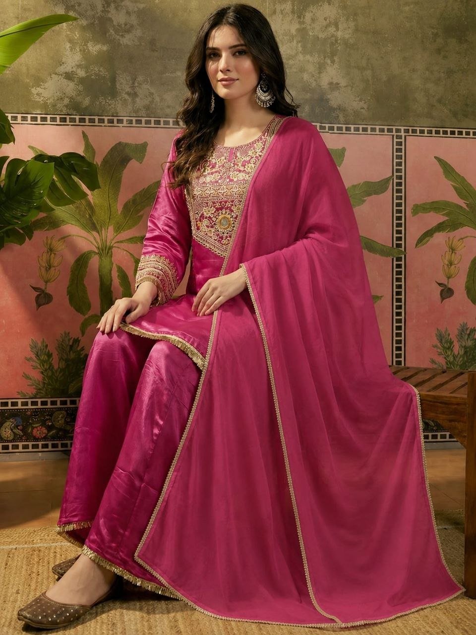 Regal Yoke Embroidered Sharara Suit Set