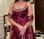 Regal Embroidered Flared Ensemble for Festive Celebrations