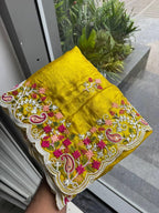 Garden Floral Romance Paisley Embroidered Draped Saree