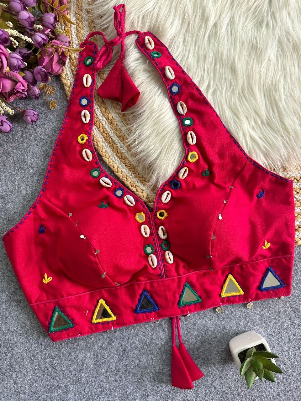 Artisanal Handcrafted Shell Embroidered Ethnic Blouse