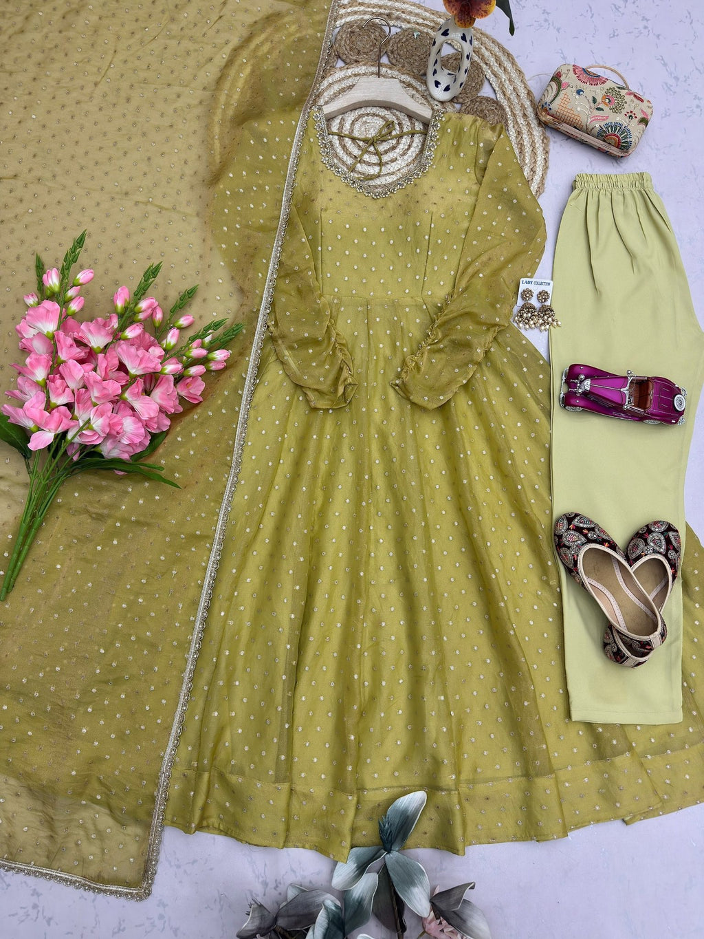 Regal Tradition Embellished Anarkali Ensemble with Intricate Border Detailing