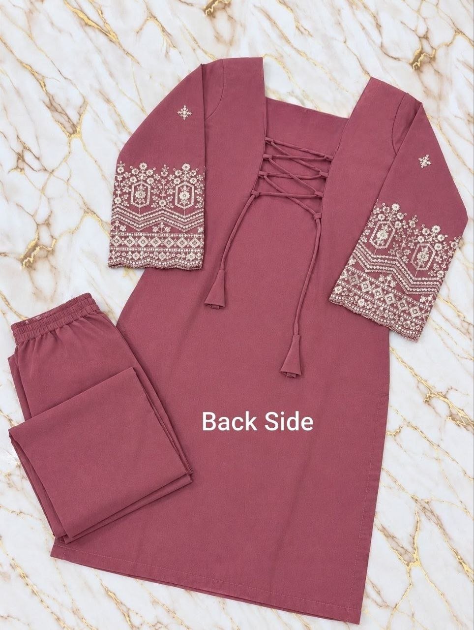 Embroidered Straight Fit Kurta Set With Matching Dupatta - Surat Wholesale Ethnic Wear (Photo 10)