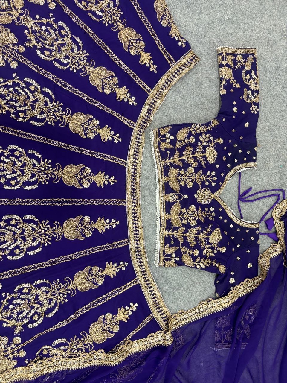 Royal Silk Lehenga Set with Intricate Zardosi Embroidery and Scalloped Dupatta