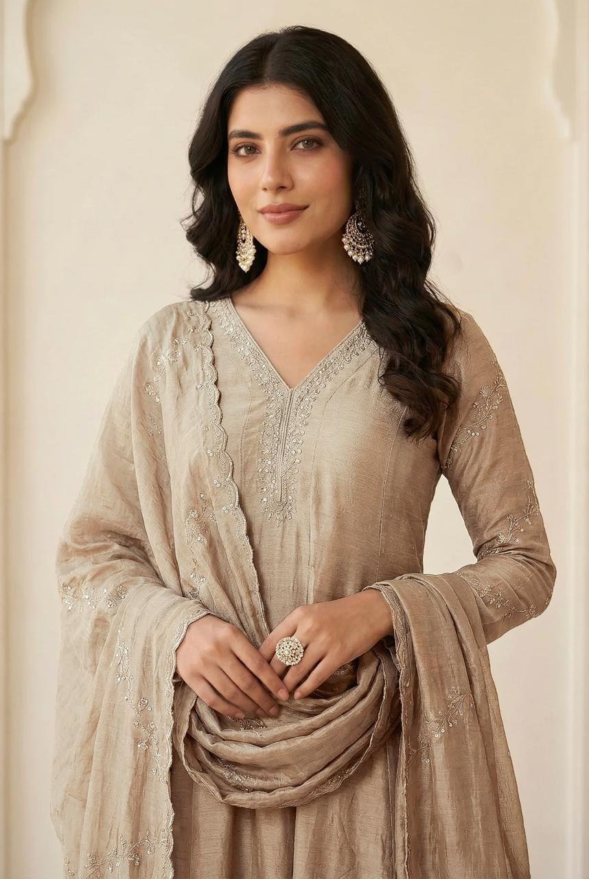 Regal Heritage Embroidered Anarkali Ensemble
