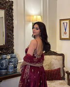 Regal Embroidered Flared Ensemble for Festive Celebrations