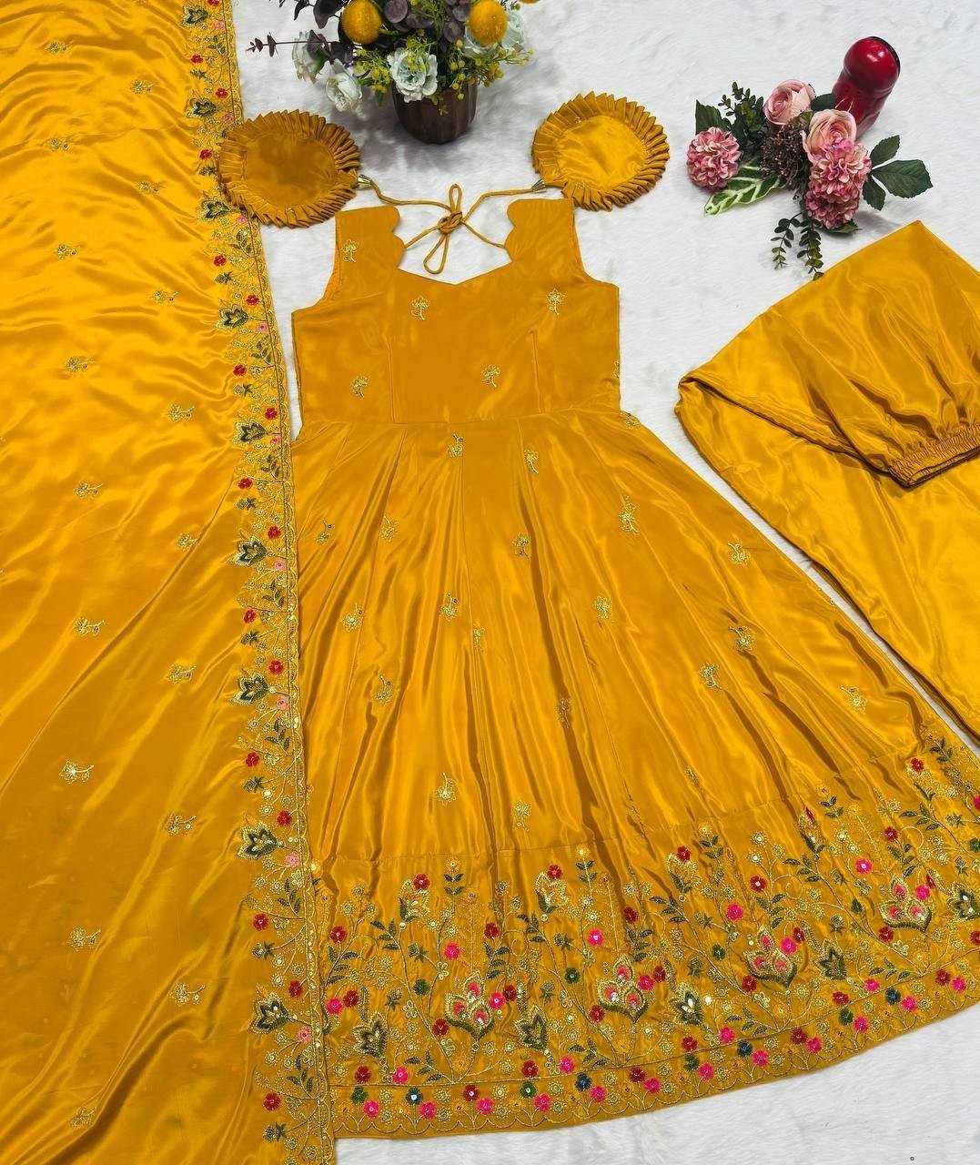 Royal Heritage Embroidered Anarkali Ensemble With Intricate Floral Craftsmanship - Surat Wholesale Ethnic Wear (Photo 11)