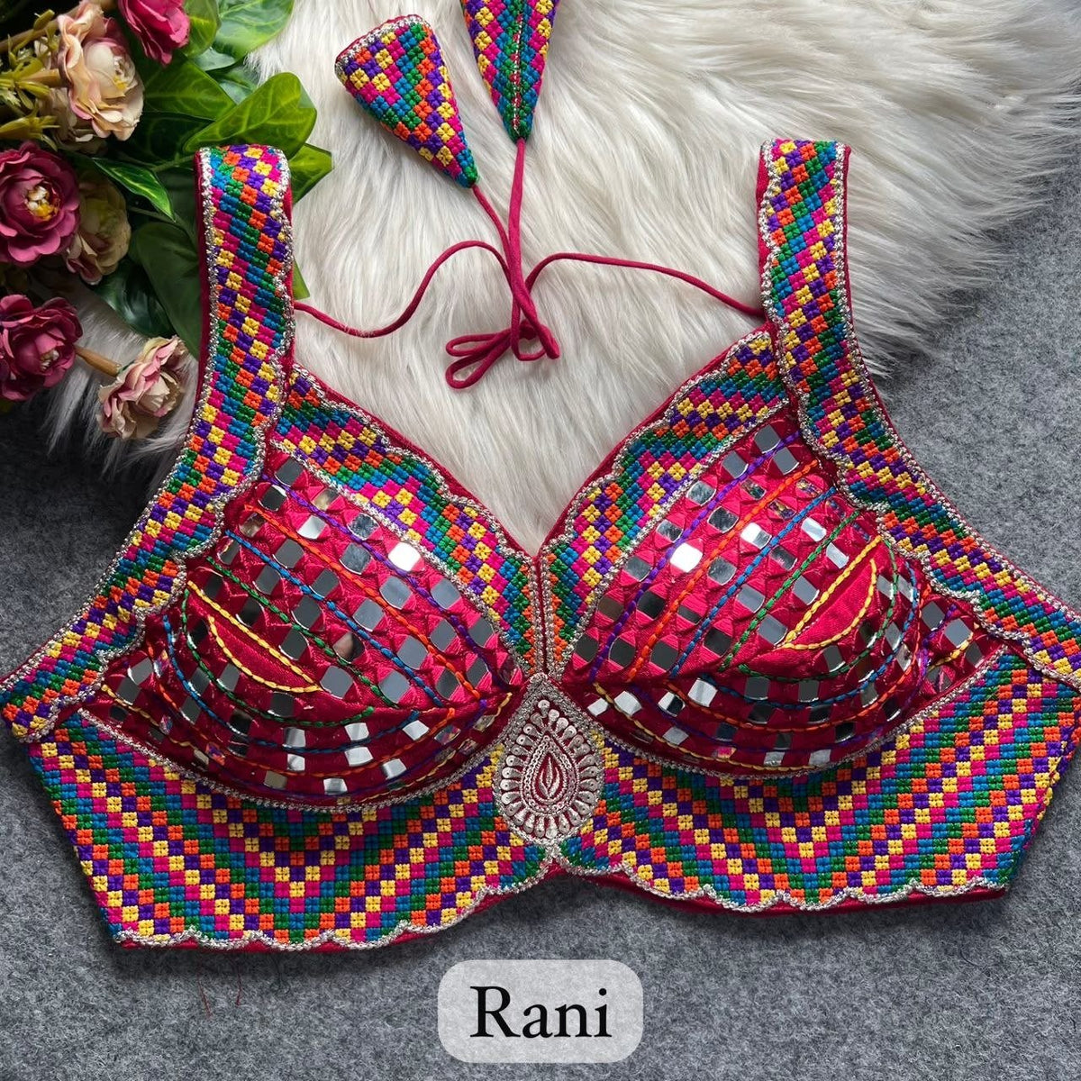 Artisanal Handcrafted Mirror Work Sleeveless Blouse