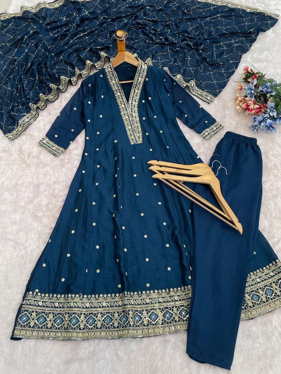 Regal Tradition Embroidered Festive Anarkali Ensemble