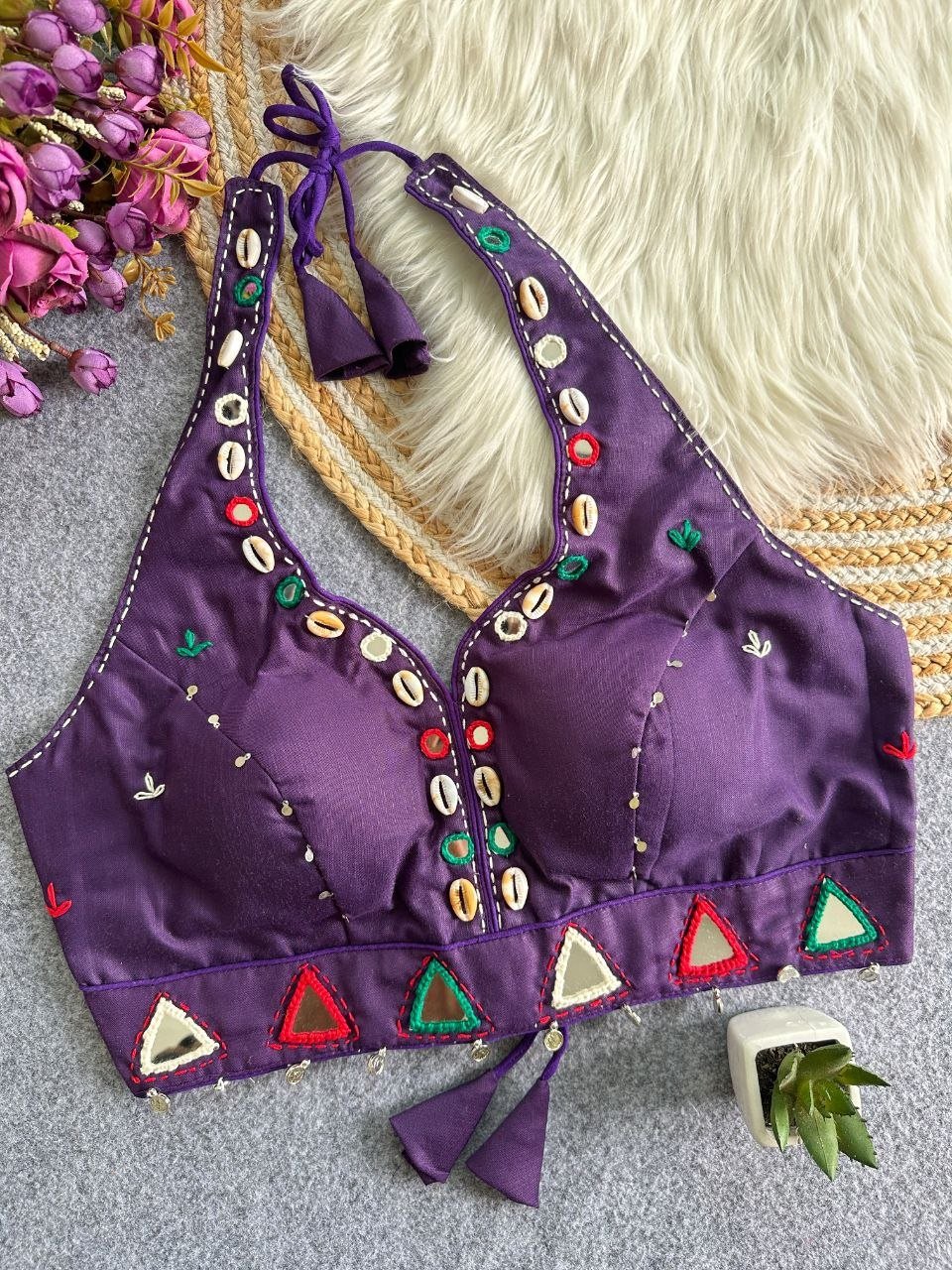 Artisanal Handcrafted Shell Embroidered Ethnic Blouse