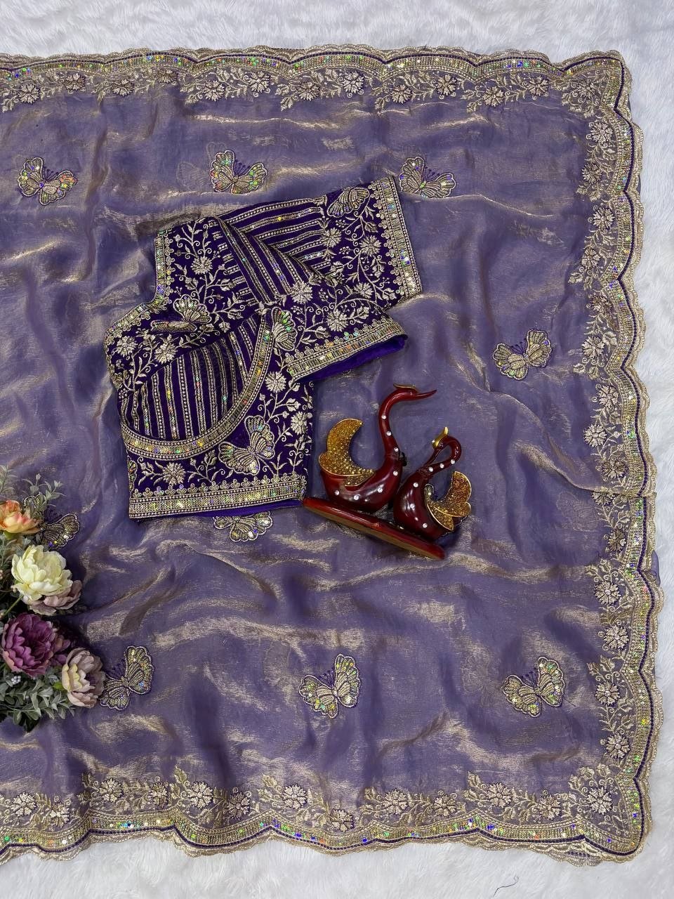 Royal Draped Saree with Intricate Embroidered Blouse