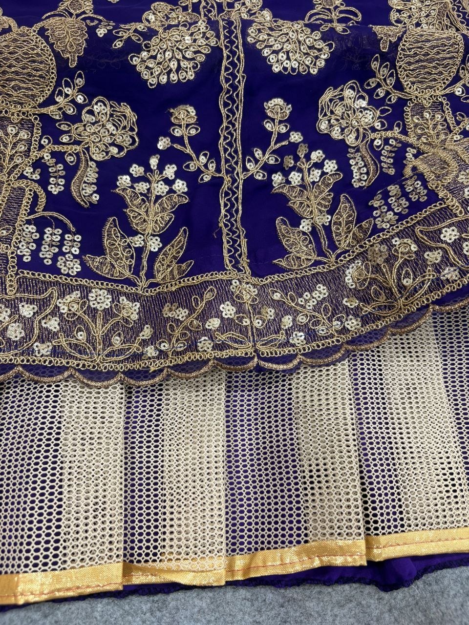 Royal Silk Lehenga Set with Intricate Zardosi Embroidery and Scalloped Dupatta