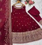 Regal Embroidered Flared Ensemble for Festive Celebrations