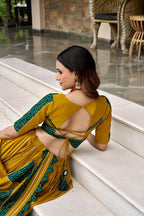 Printed Patchwork Flared Lehenga Choli Set With Pleated Hem