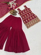 Regal Embroidered Palazzo Ensemble With Flowing Dupatta