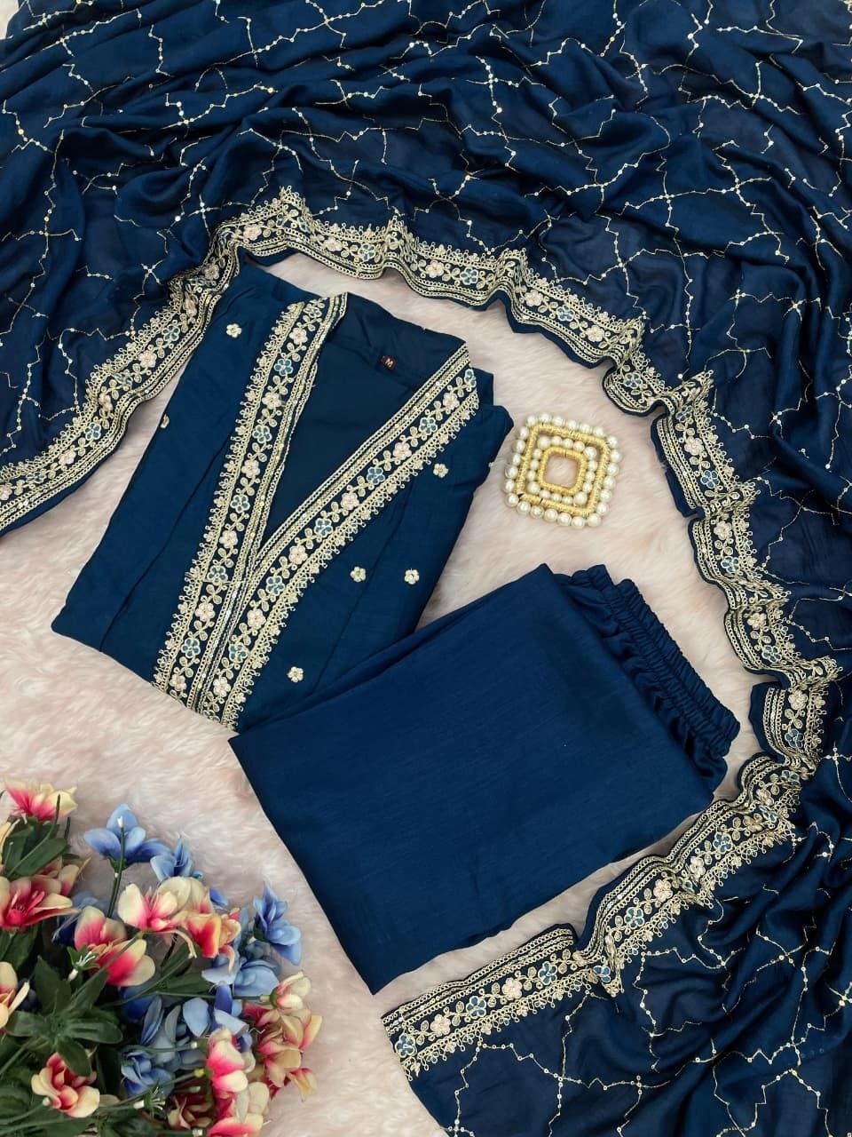 Regal Tradition Embroidered Festive Anarkali Ensemble