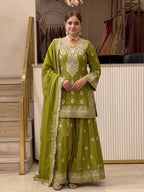 Opulent Luxury Heavy Zardozi Embroidered Kurta and Sharara Set with Dupatta