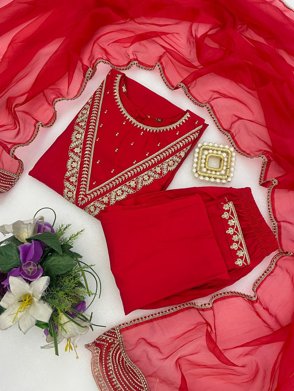 Regal Tradition Embroidered Ethnic Suit Set with Delicate Artisanal Detailing - Surat Wholesale Ethnic Wear (Photo 12)