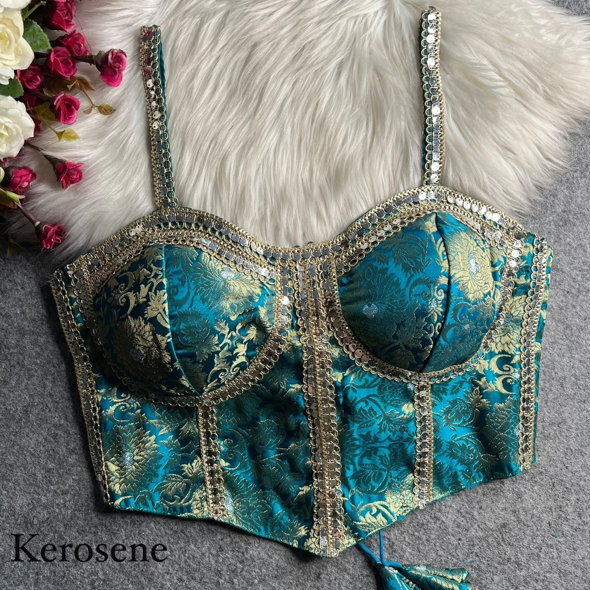 Cocktail Party Polish Jacquard Strapless Corset Blouse - Surat Wholesale Ethnic Wear (Photo 12)