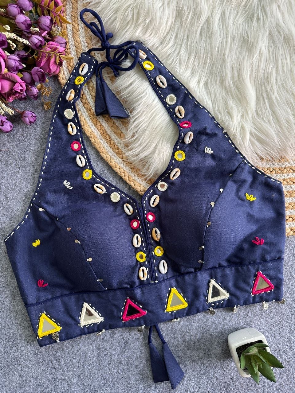 Artisanal Handcrafted Shell Embroidered Ethnic Blouse