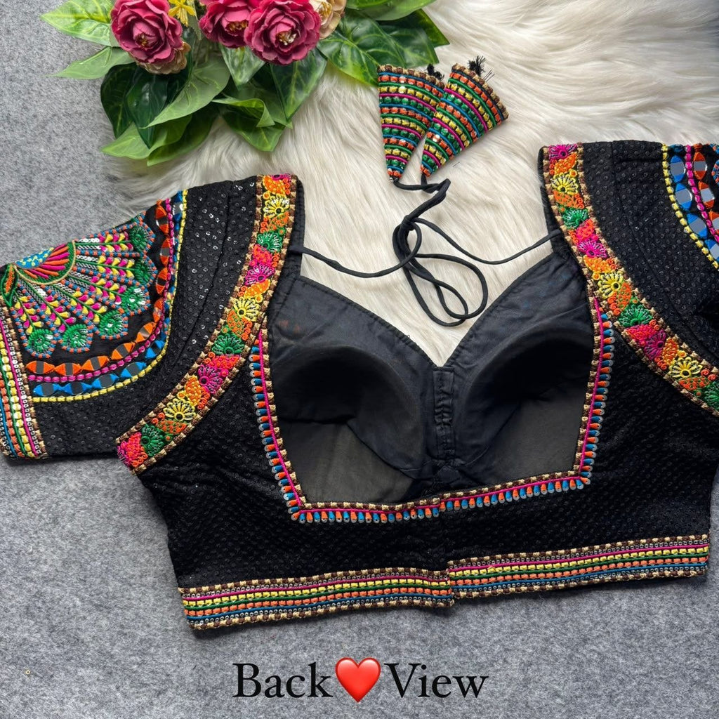 Boho Ethnic Fusion Peacock Handcrafted Heavy Embroidered Blouse