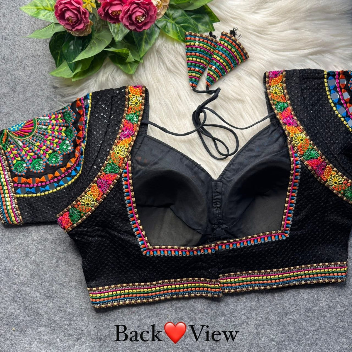 Boho Ethnic Fusion Peacock Handcrafted Heavy Embroidered Blouse