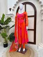 Elegant Orange Faux Designer Lehenga Set