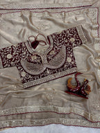 Royal Heritage Handcrafted Embroidered Draped Saree with Intricate Border Detailing