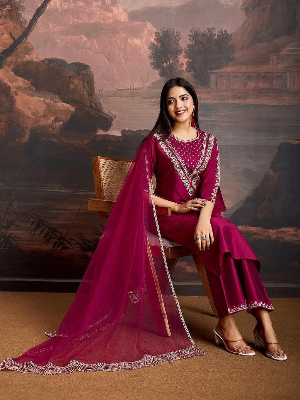 Regal Tradition Embroidered Ethnic Suit Set with Delicate Artisanal Detailing - Surat Wholesale Ethnic Wear (Photo 13)