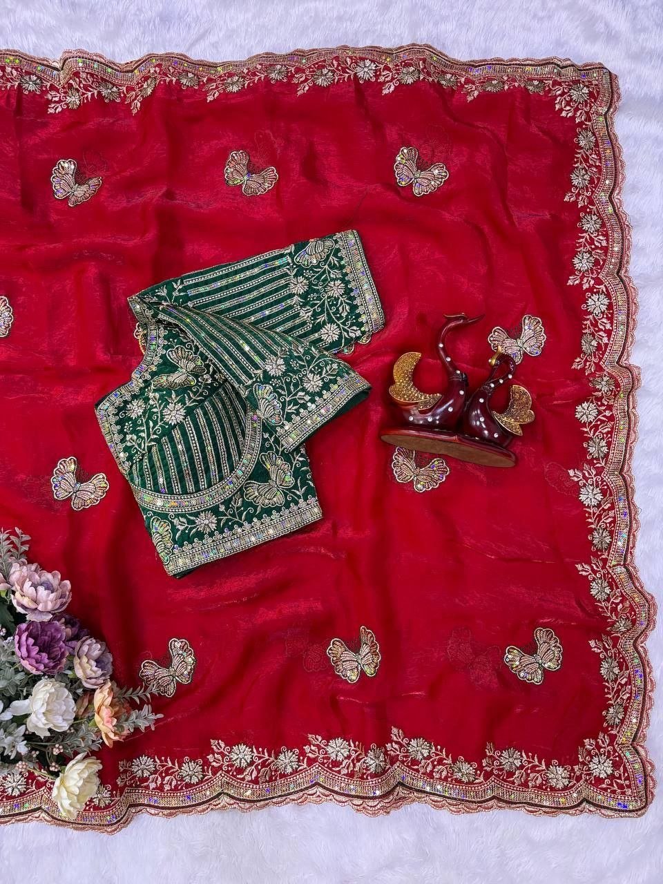 Royal Draped Saree with Intricate Embroidered Blouse