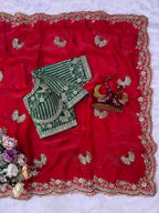 Royal Draped Saree with Intricate Embroidered Blouse