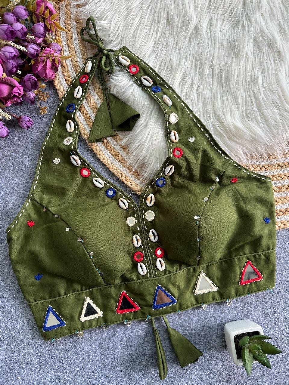 Artisanal Handcrafted Shell Embroidered Ethnic Blouse