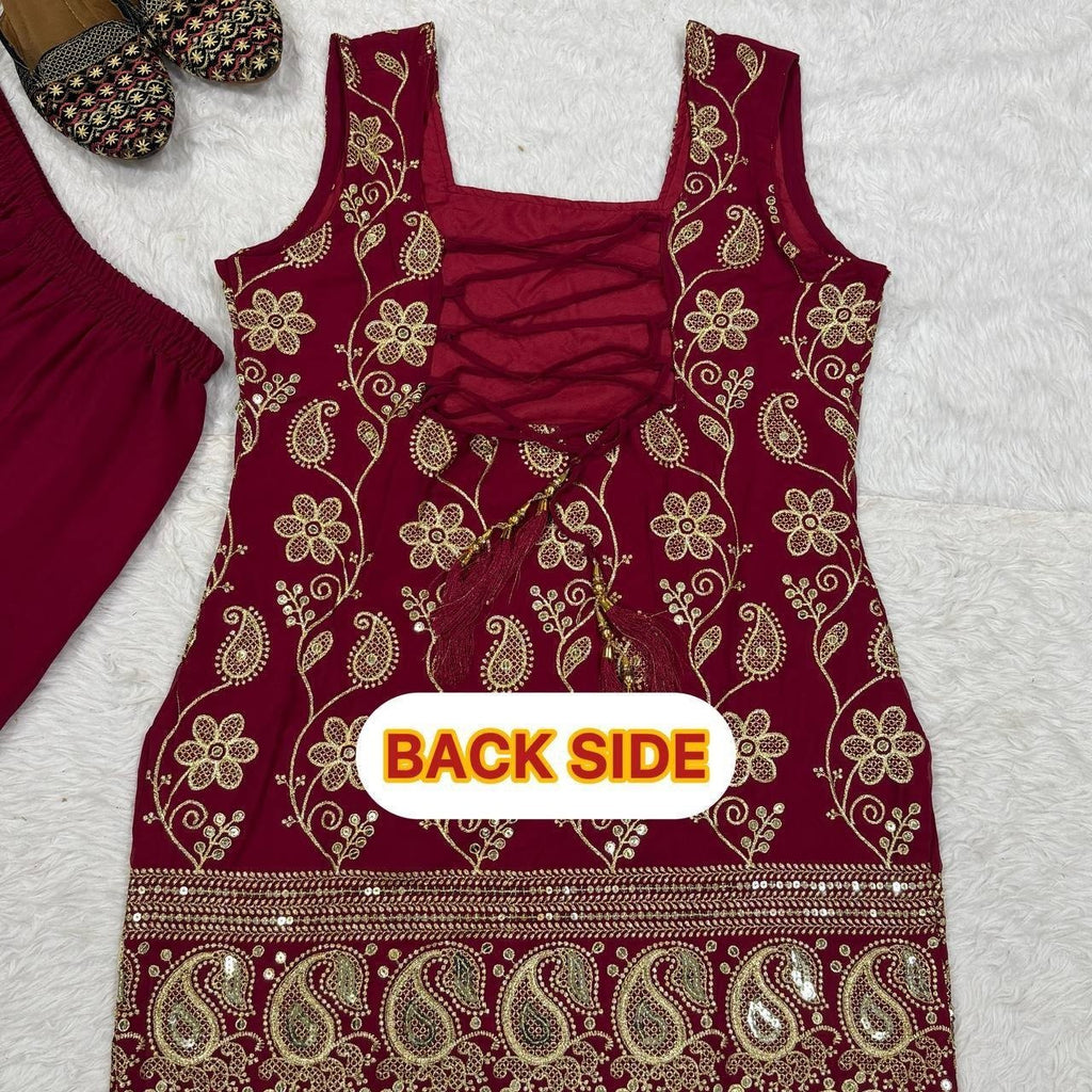Regal Embroidered Palazzo Ensemble With Flowing Dupatta