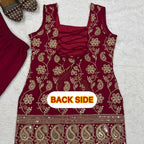 Regal Embroidered Palazzo Ensemble With Flowing Dupatta