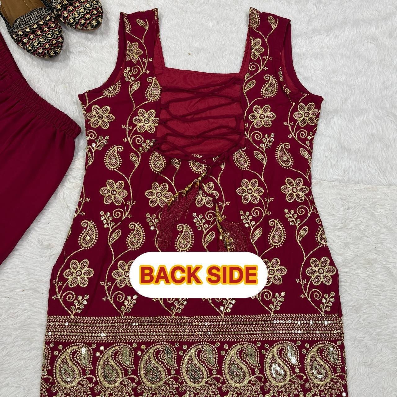 Regal Embroidered Palazzo Ensemble With Flowing Dupatta