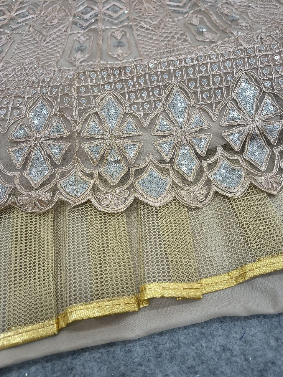 Intricate Chikankari Sequined Net Lehenga Set with Embellished Belt - Surat Wholesale Ethnic Wear (Photo 13)