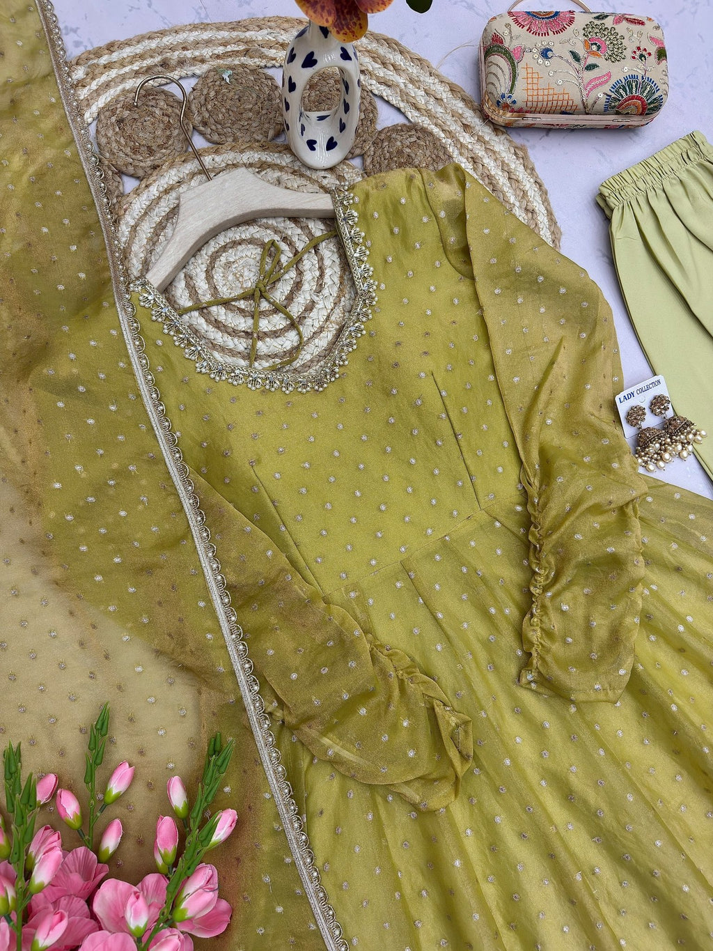 Regal Tradition Embellished Anarkali Ensemble with Intricate Border Detailing