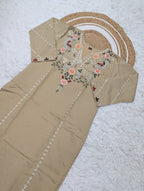 Subtle Grace Embroidered Straight Kurta Set with Tasseled Hem Dupatta