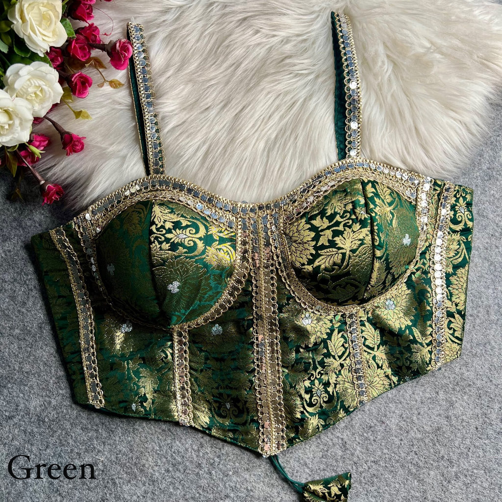 Cocktail Party Polish Jacquard Strapless Corset Blouse - Surat Wholesale Ethnic Wear (Photo 13)
